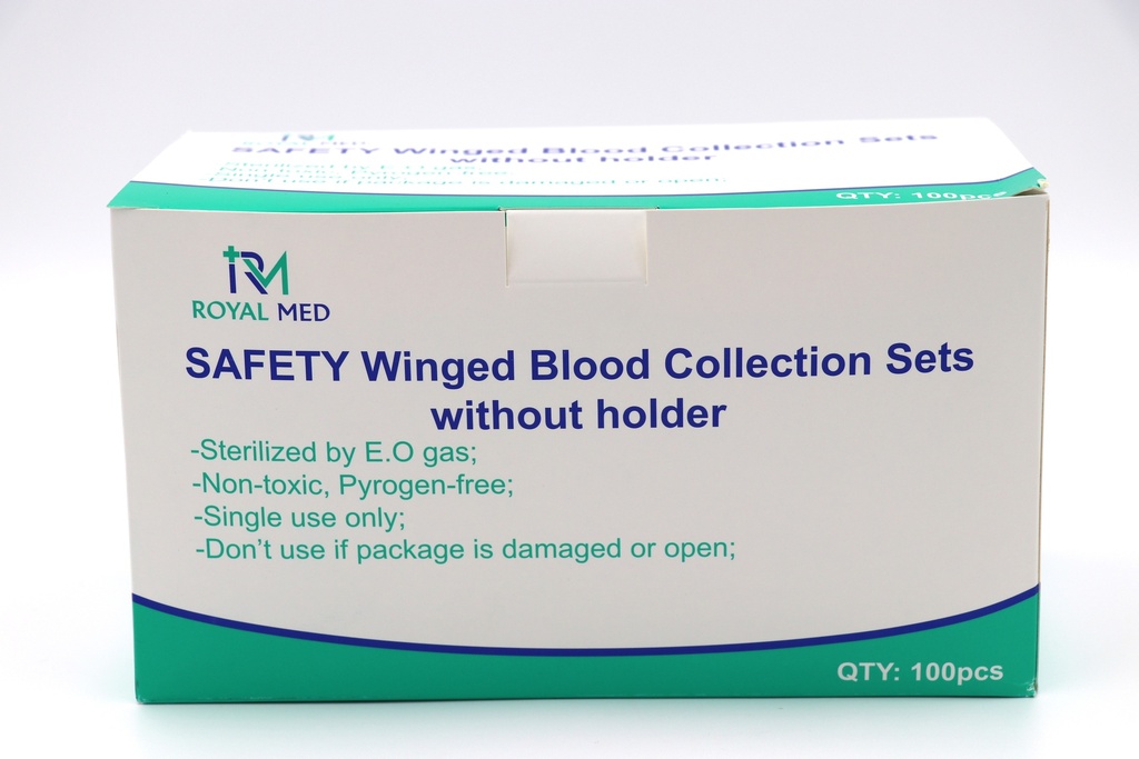 Safety Blood Collection Set W/Out Holder 23G 3/4 Tubing Length 16cm 100s/Box