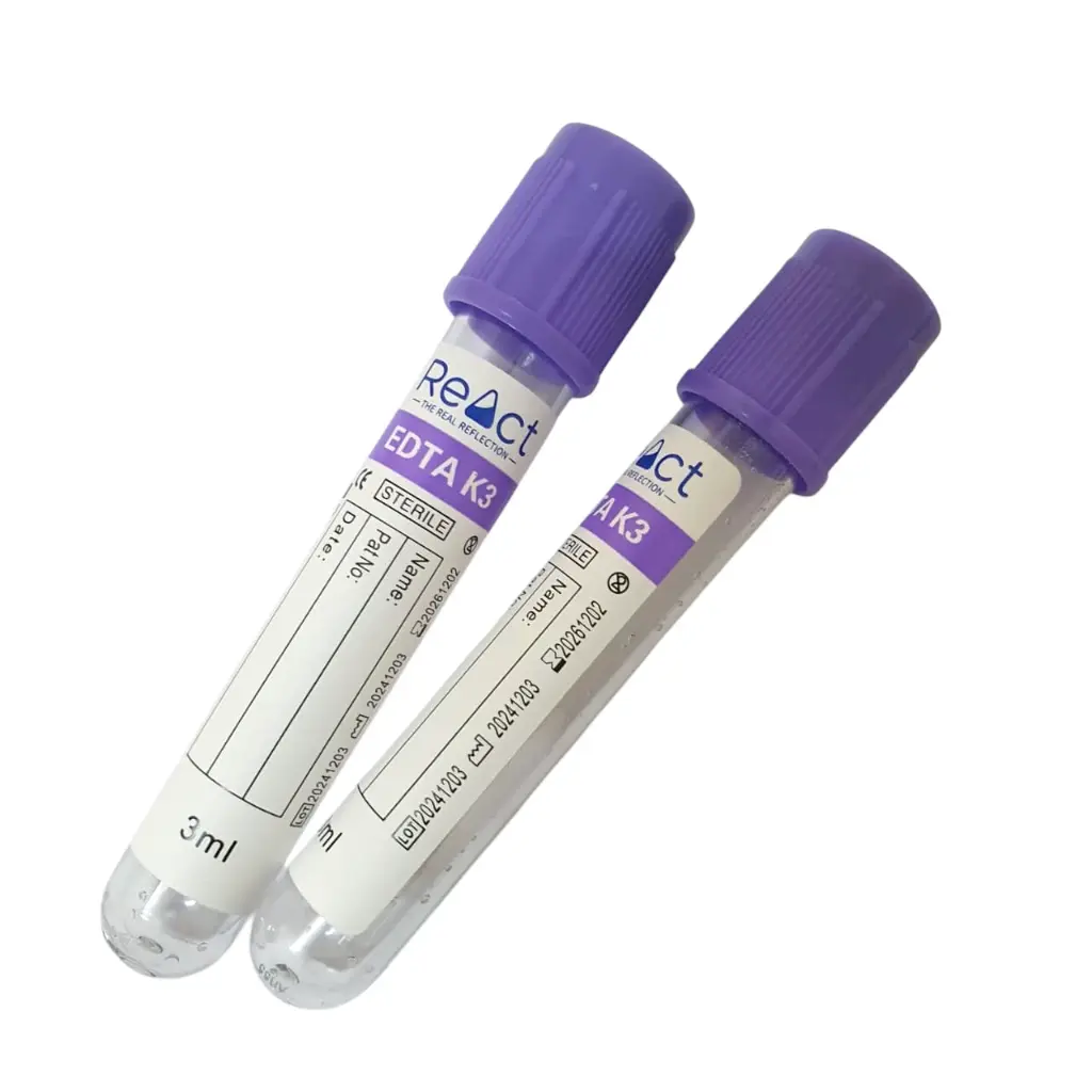 React Vacutainer Blood Collection Tube EDTA K3 3ML BLUE - 13X75mm (100s/pkt)