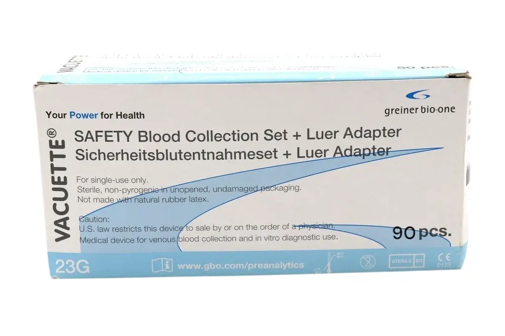 Greiner Blood Collection Set Luer Adapter 23G 3/4 tubing length 19cm (90 sets/ box)- Cat. 450082