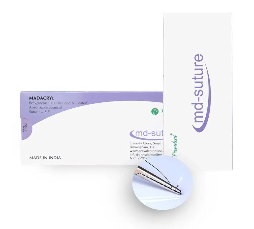 Prevalent Madacryl Polyglactin 910 Suture Absorbable 75cm 3/8 Reverse Cutting 12s/Pack  