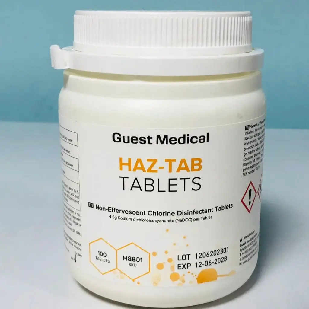 Guest Medical Haz-Tab Tables Non-Effervescent Chlorine Disinfectant Tablet 100's