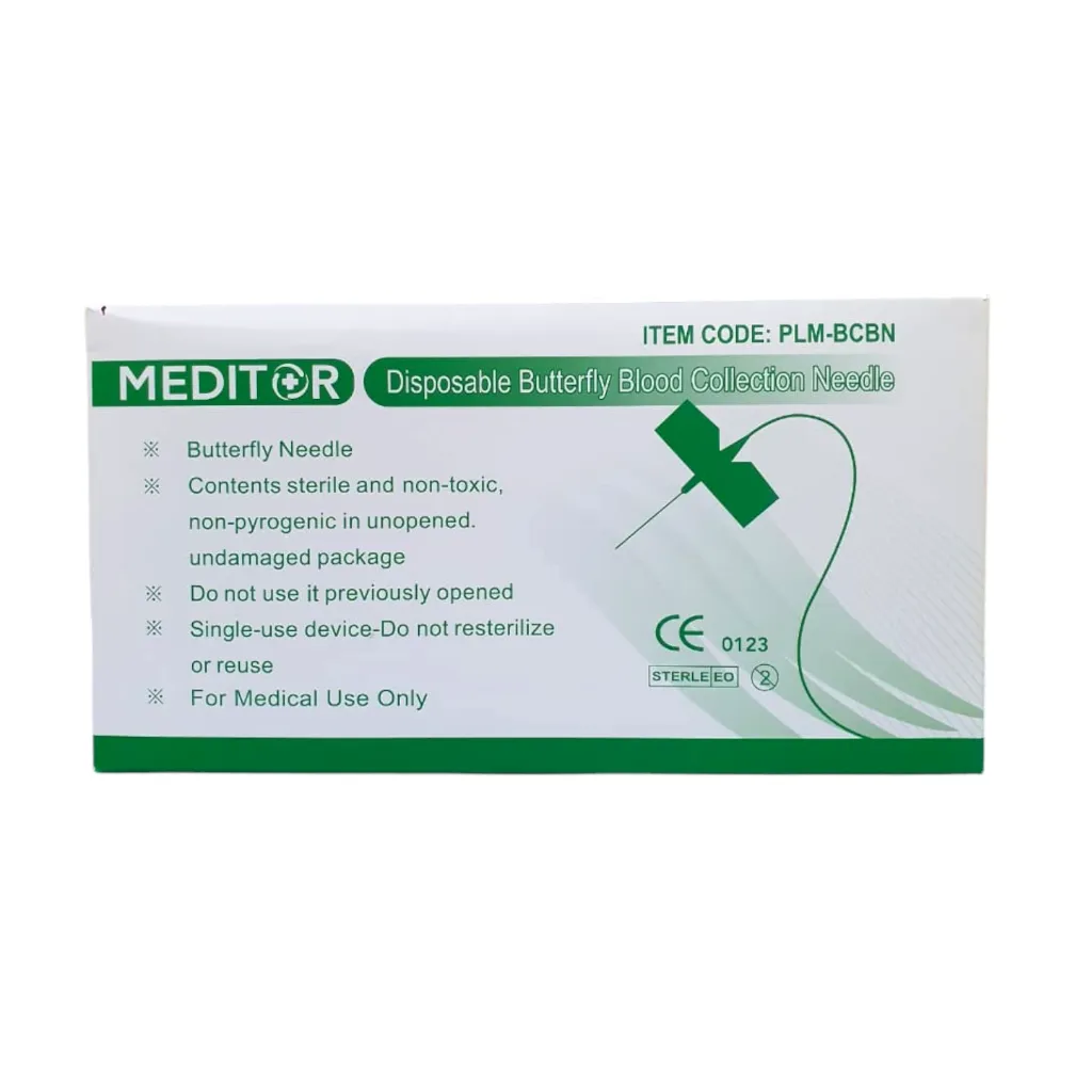 Meditor Safety Blood Collection Set W/Out Holder 23G 3/4 Tubing Length 16cm 100s/Box