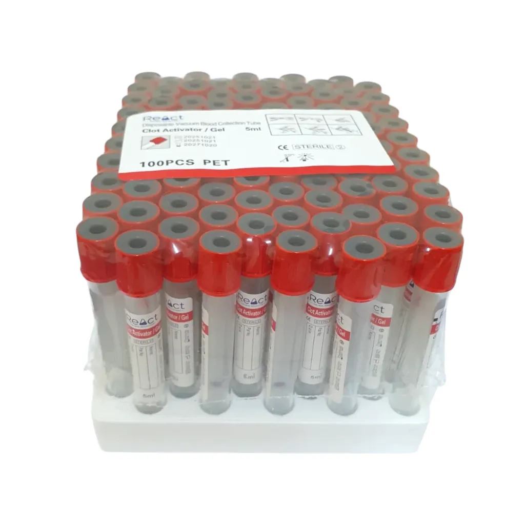 [IV2505412] React Vacutainer Blood Collection Tube Gel+Clot Activator 5ML RED - 13X100mm (100s pkt)