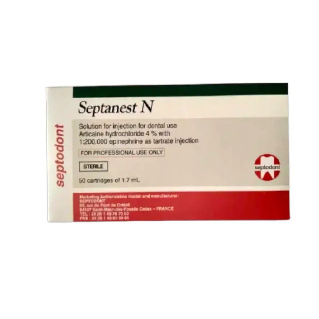 [IV2505456] Septodont Septanest N LA Articaine Hydrochloride 4% with 1:200,000 1.7ml Glass Vial 50's