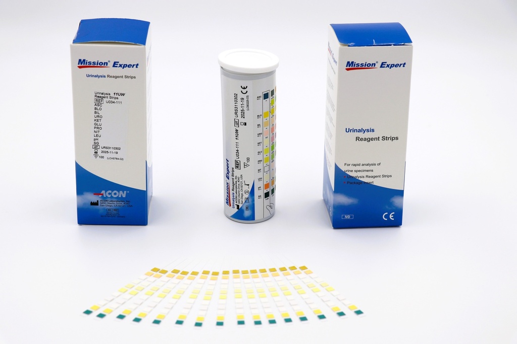 [IV2400012] Acon U034-111 Mission Urinalysis Reagent Strips 11 Para 100's 