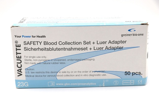 [IV2504792] Grainer BC Set Luer Adapter 23G 3/4 tubing length 30cm (50 sets/ box)- Cat. 450096